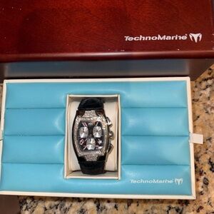 Technomarine Black and Silver diamond watch unisex